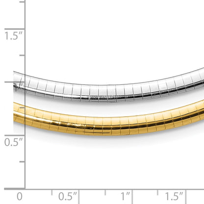 14K Bicolor 4mm Wendbar Weiß & Gelb Gewölbt Omega Halskette