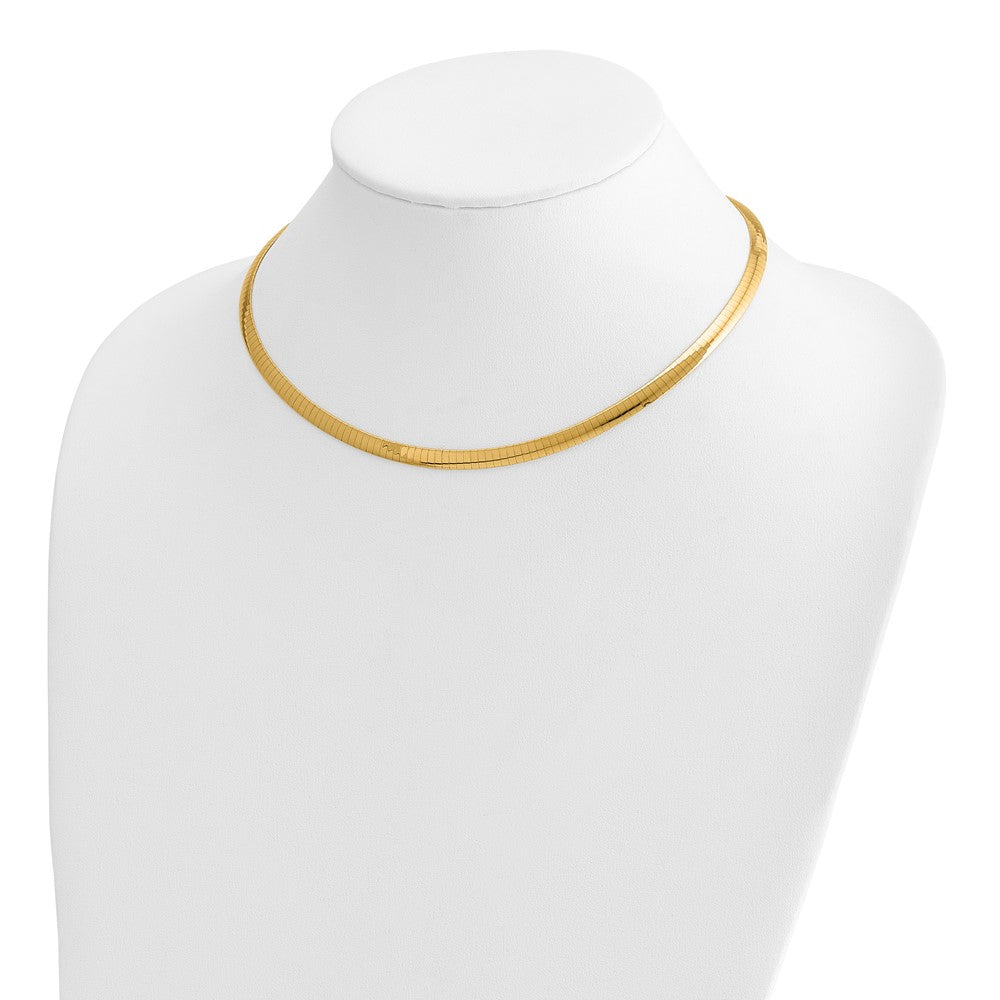 14K Bicolor 5mm Wendbar Weiß & Gelb Gewölbt Omega Halskette