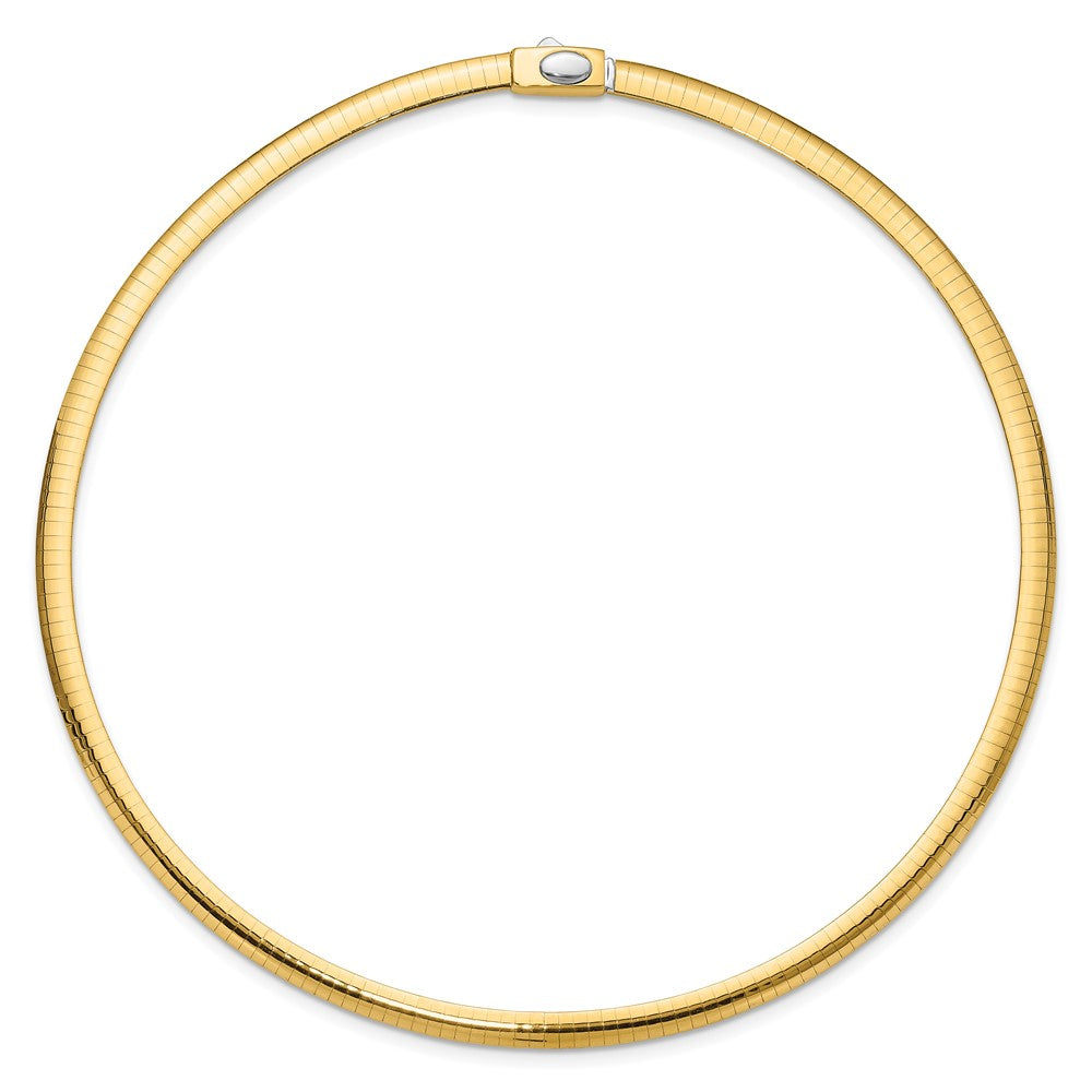 14K Bicolor 5mm Wendbar Weiß & Gelb Gewölbt Omega Halskette