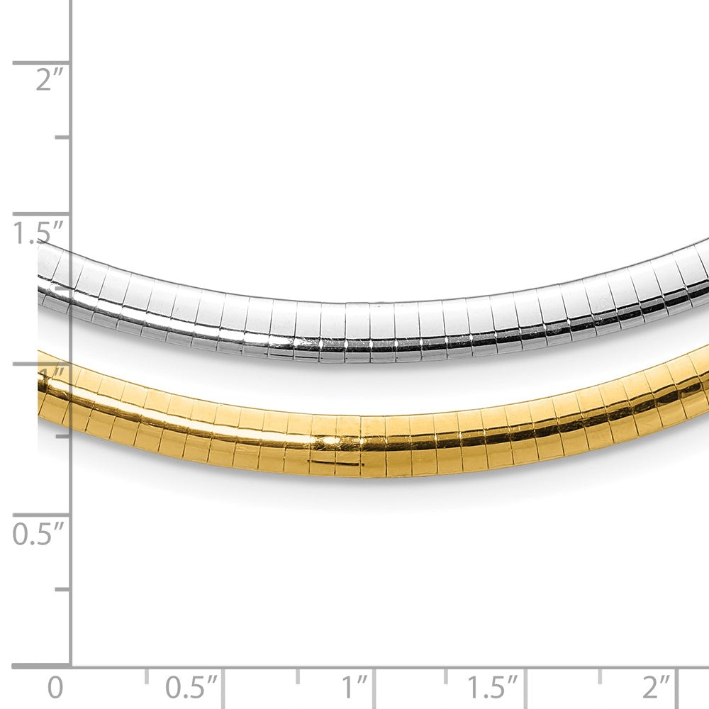 14K Bicolor 5mm Wendbar Weiß & Gelb Gewölbt Omega Halskette