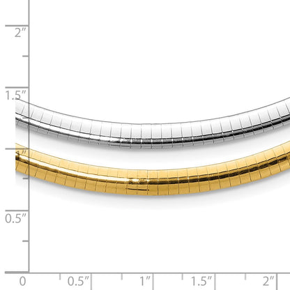 14K Bicolor 5mm Wendbar Weiß & Gelb Gewölbt Omega Halskette