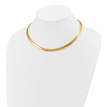 14K Bicolor 6mm Wendbar Weiß & Gelb Gewölbt Omega Halskette