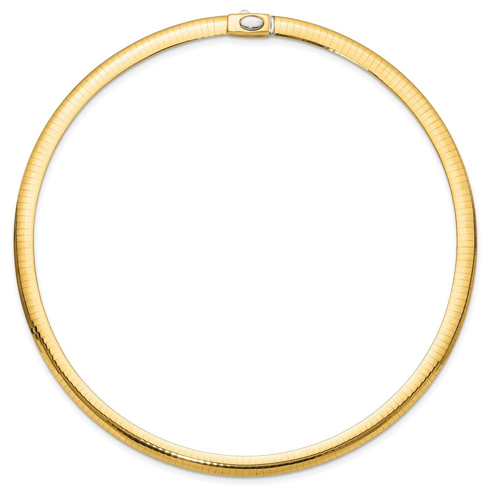 14K Bicolor 6mm Wendbar Weiß & Gelb Gewölbt Omega Halskette