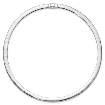 14K Bicolor 6mm Wendbar Weiß & Gelb Gewölbt Omega Halskette