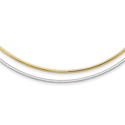 14K Bicolor Wendbar 2mm Omega Halskette