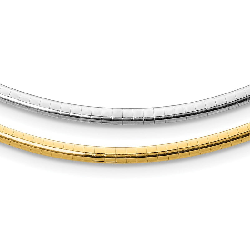 14K Bicolor Lt Wendbar 3mm Omega mit Verlängerung Halskette
