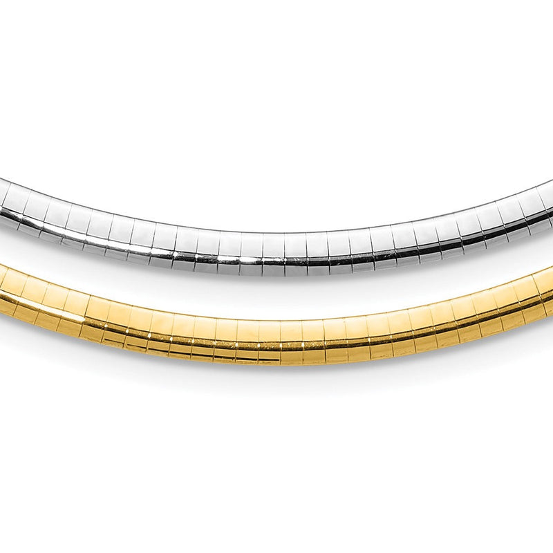14K Bicolor Lt Wendbar 4mm Omega mit Verlängerung Halskette