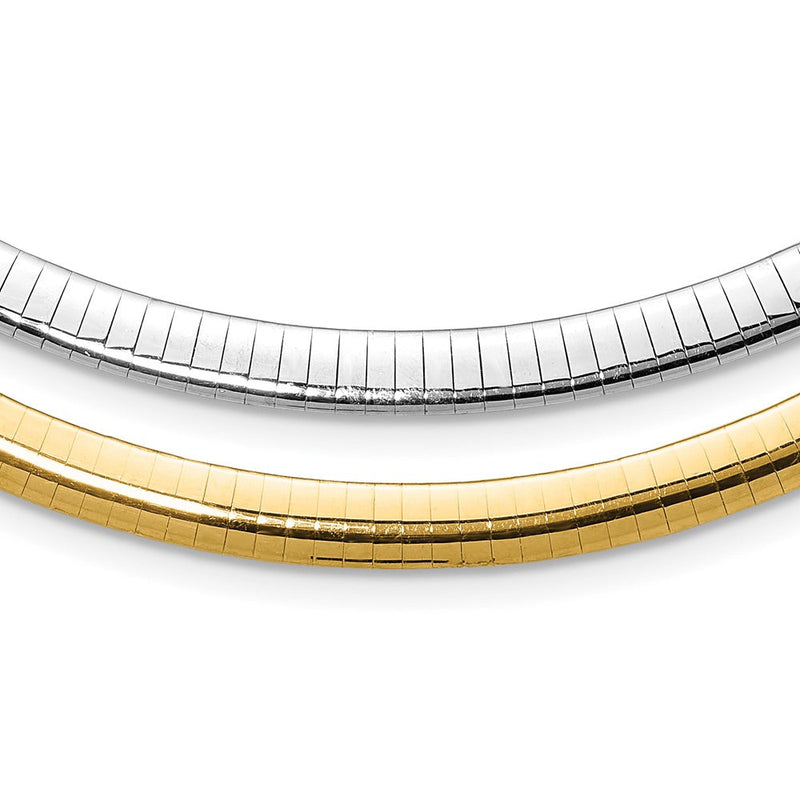 14K Bicolor Lt Wendbar 6mm Omega mit Verlängerung Halskette
