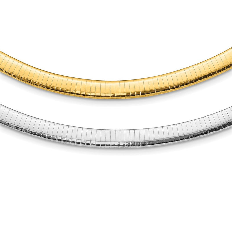 14K Bicolor Lt Wendbar 8mm Omega mit Verlängerung Halskette