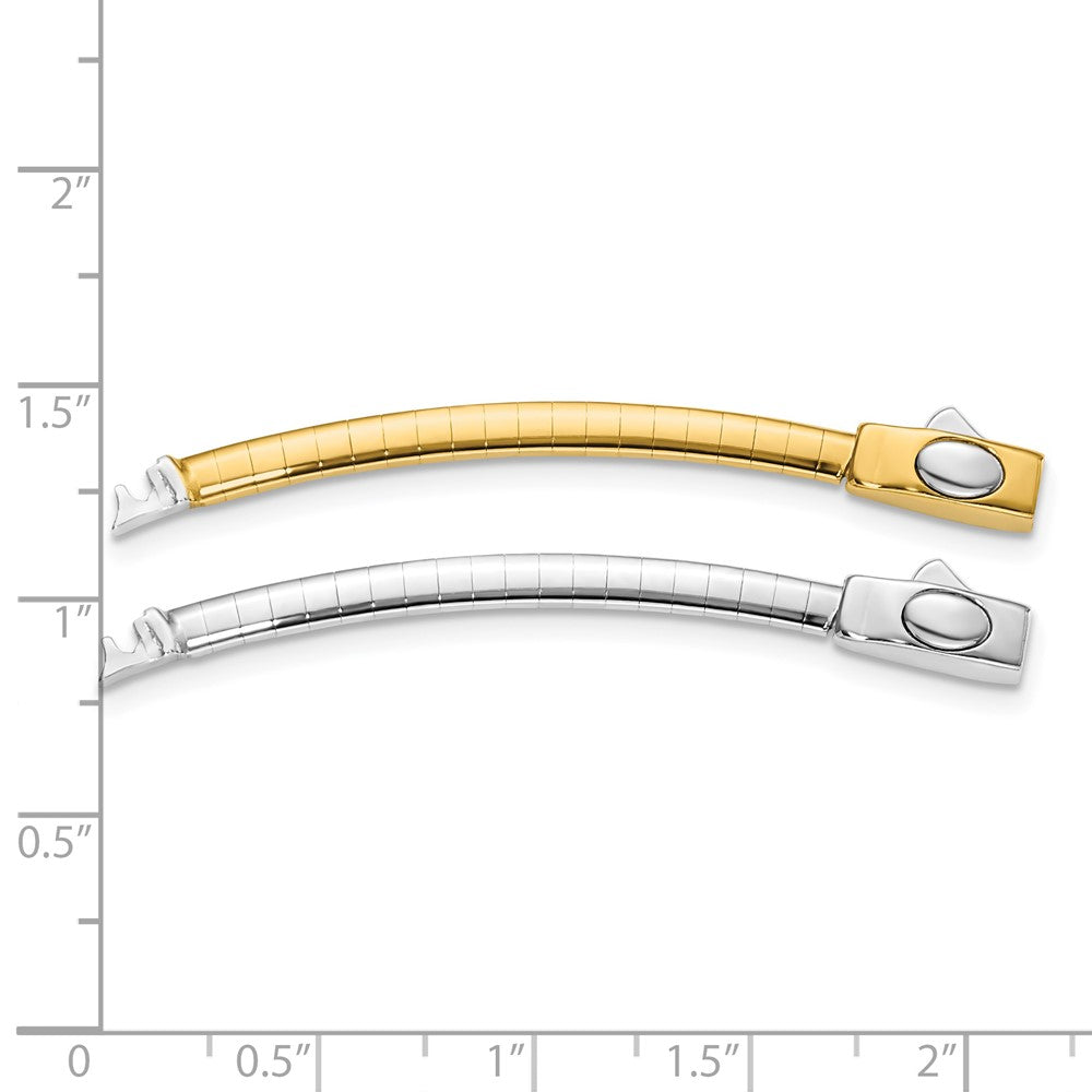 14K Bicolor 3mm Weiß & Gelb Gewölbt Omega Verlängerung For Halskette