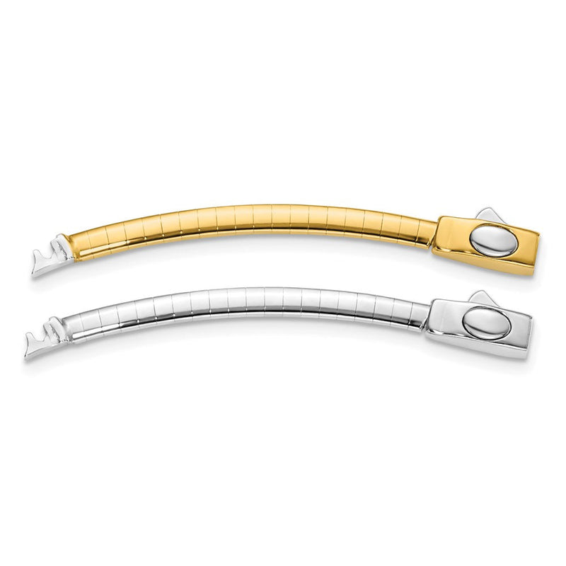 14K Bicolor 3mm Weiß & Gelb Gewölbt Omega Verlängerung For Halskette