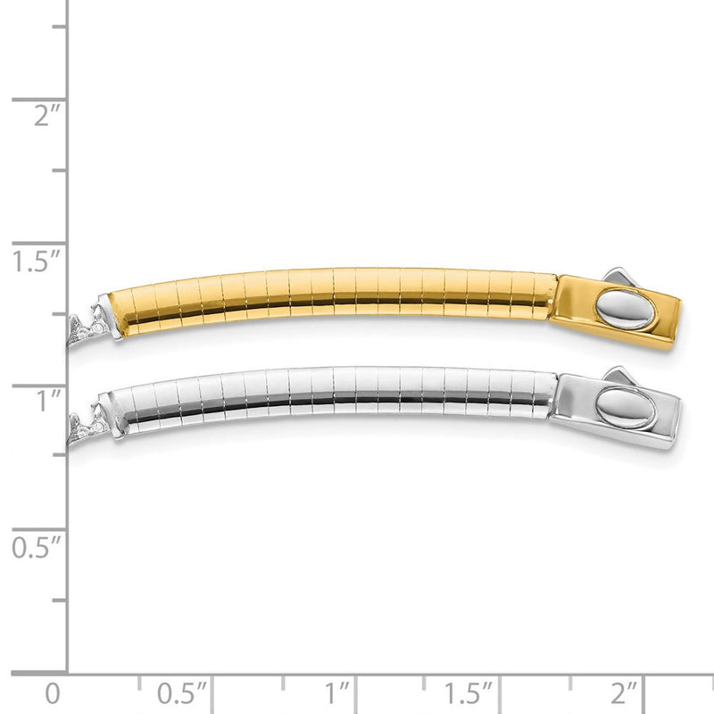 14K Bicolor 4mm Weiß & Gelb Gewölbt Omega Verlängerung For Halskette