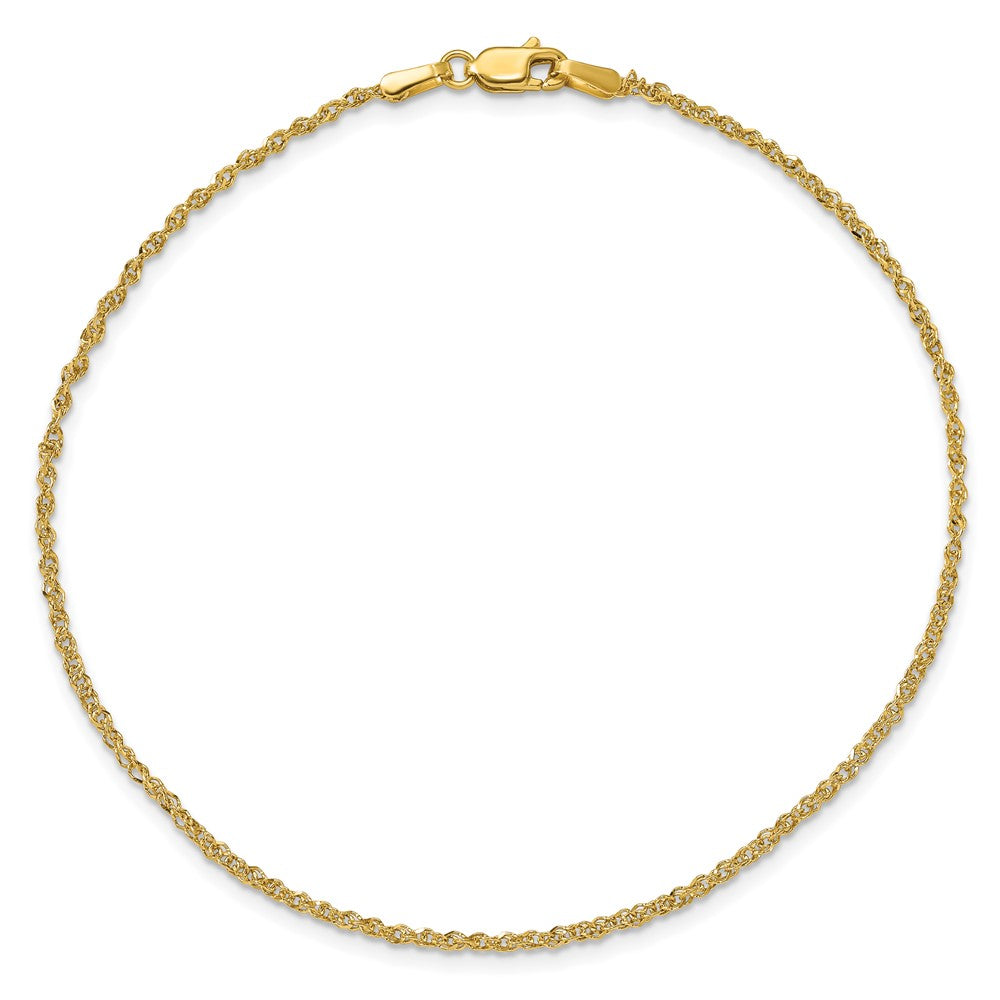 14K Gelbgold 1.7mm Ropa mit Karabinerverschluss Kette Fußkettchen
