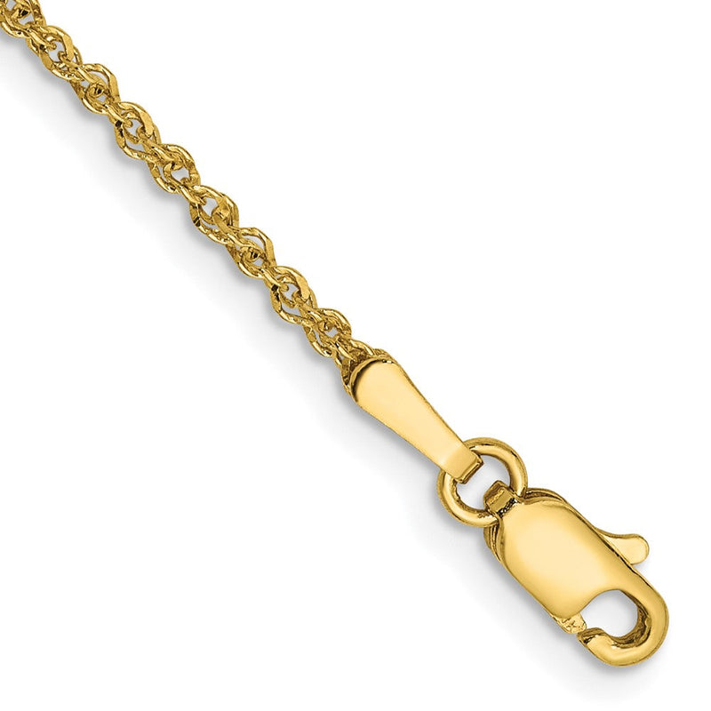 14K Gelbgold 1.7mm Ropa mit Karabinerverschluss Kette Fußkettchen