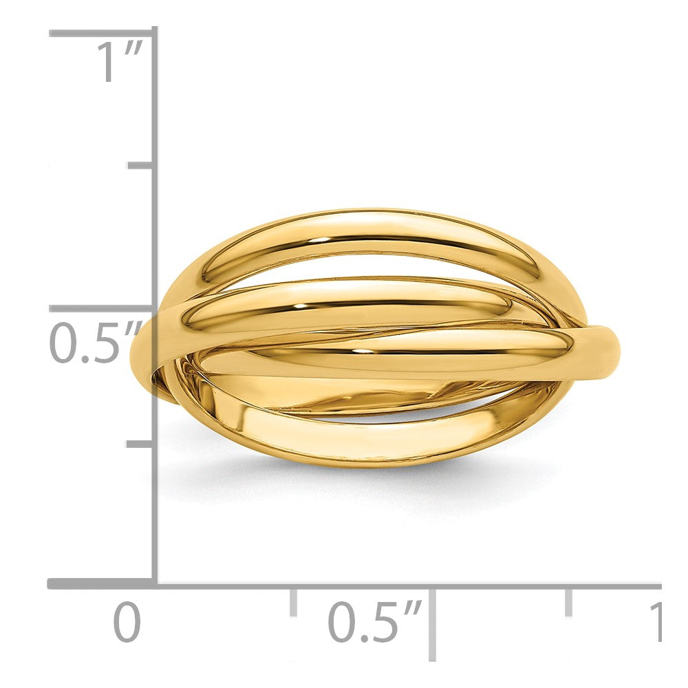 14K Gelbgold polierter Rolling-Ring