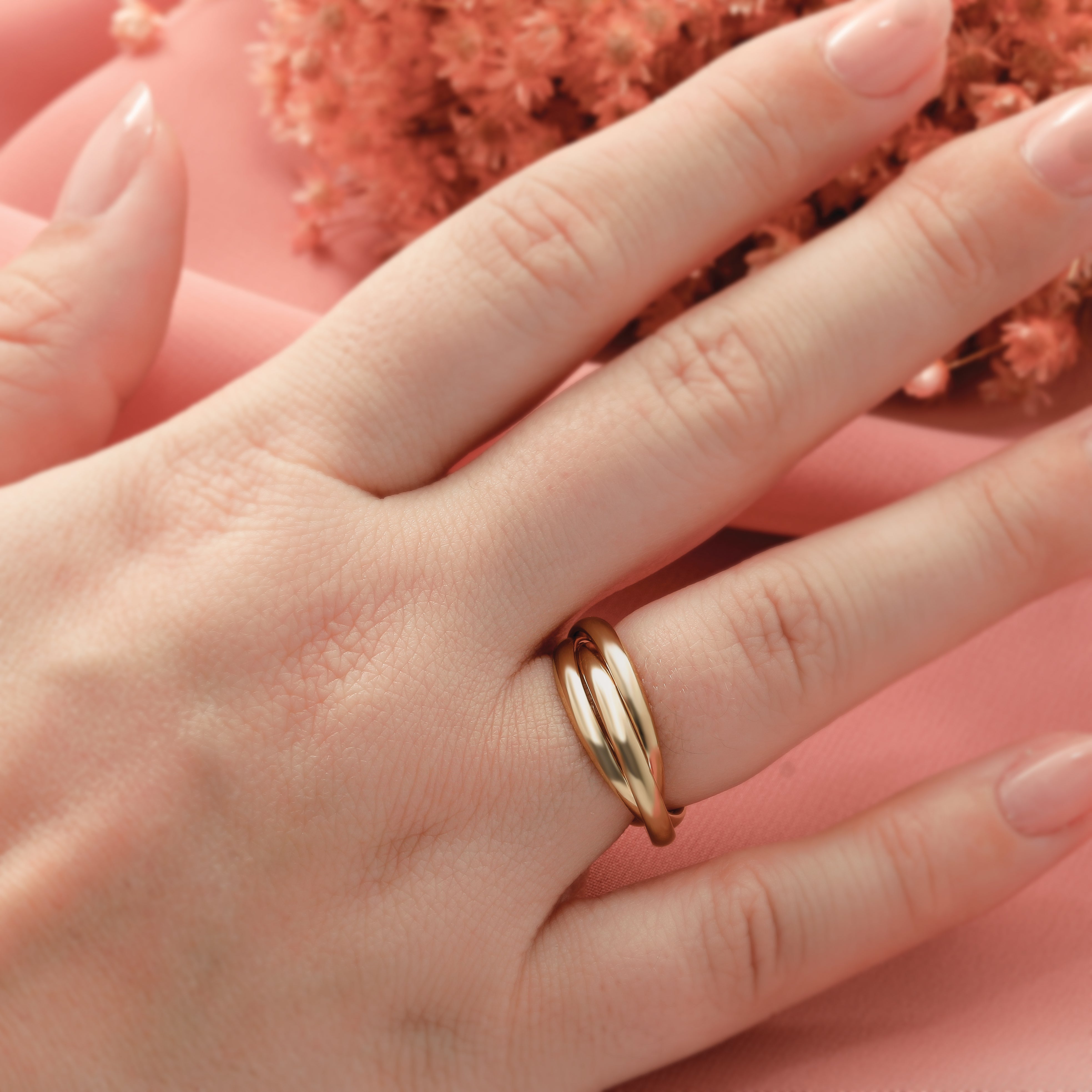 14K Gelbgold Ring mit Rollmotiv, poliert