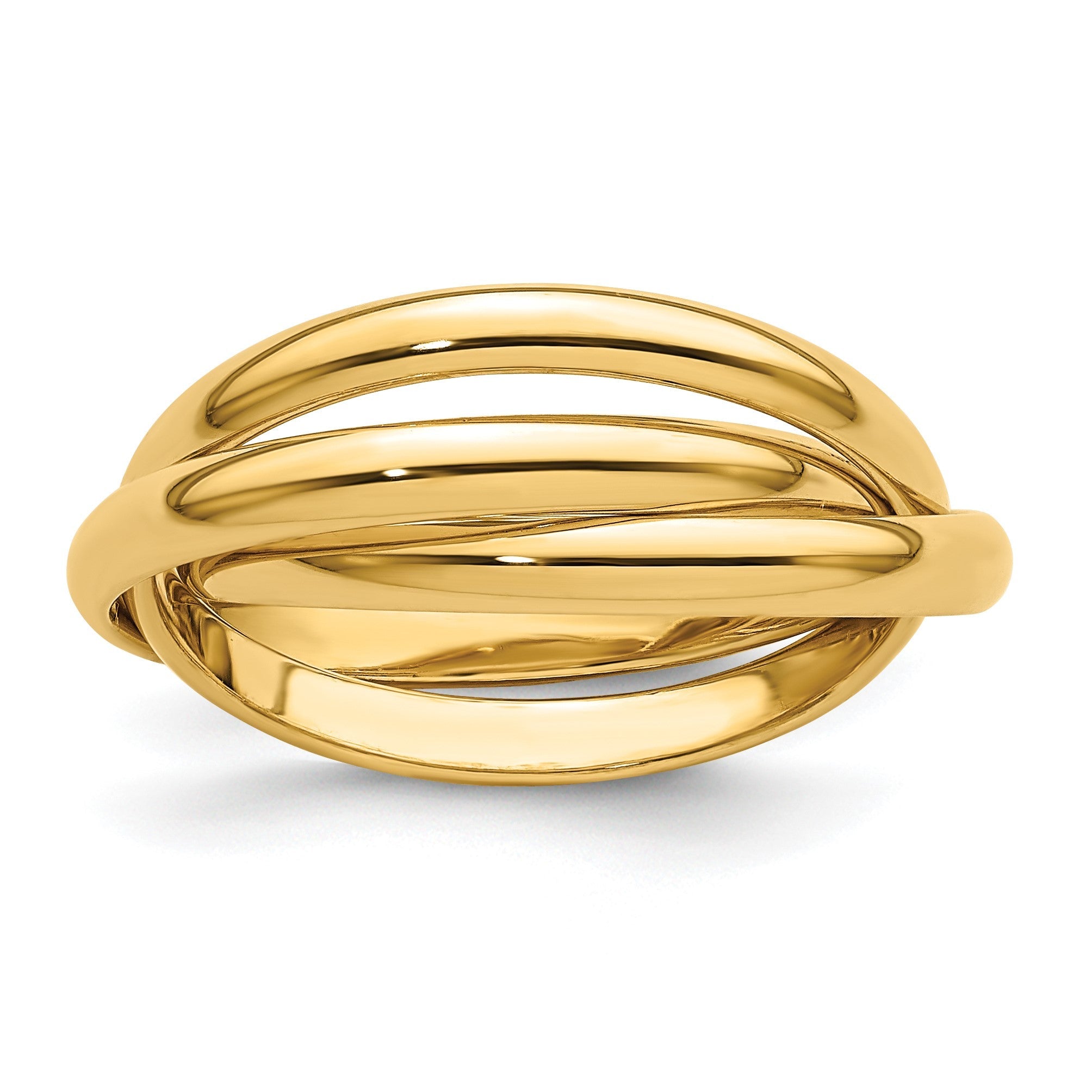 14K Gelbgold polierter Rolling-Ring
