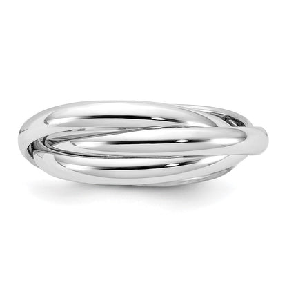 14K Weißgold Ring mit glänzender Oberfläche, mehrreihig drehbar