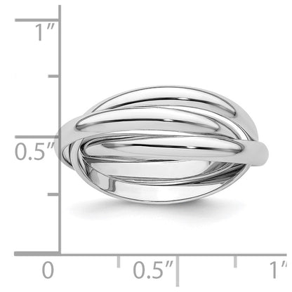 14K Weißgold Ring mit glänzender Oberfläche, mehrreihig drehbar