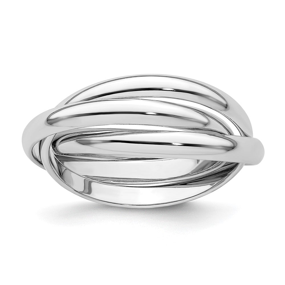 14K Weißgold Ring mit glänzender Oberfläche, mehrreihig drehbar