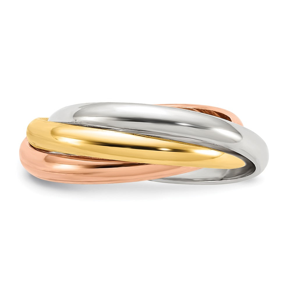 14K Tricolor Gold Rolling-Ring poliert
