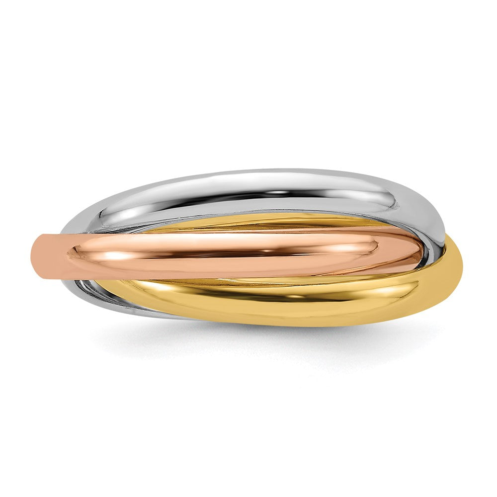 14K Tricolor Gold Rolling-Ring poliert
