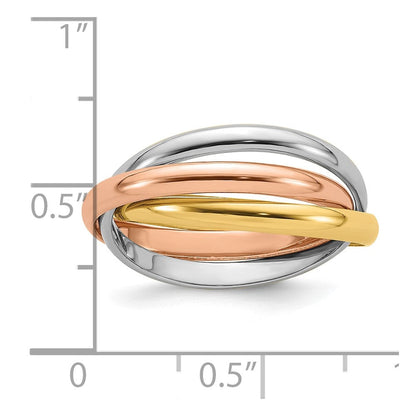 14K Tricolor Gold Rolling-Ring poliert