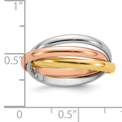 Ehering aus 10K Tricolor mit poliertem Rolling-Design
