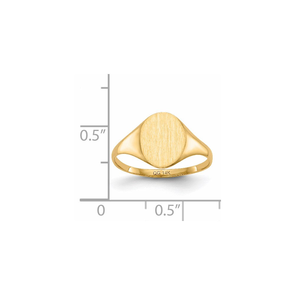 14K Gelbgold Siegelring mit geschlossener Rückseite, 10,0 x 8,5 mm