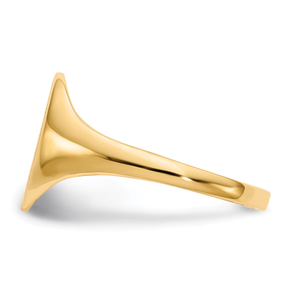 14K Gelbgold Siegelring mit geschlossener Rückseite, 10,5 x 8,5 mm