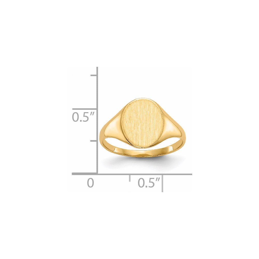 14K Gelbgold Siegelring mit geschlossener Rückseite, 10,5 x 8,5 mm