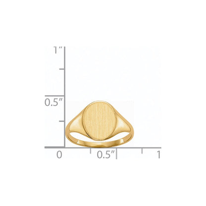 14K Gelbgold Siegelring mit geschlossener Rückseite, 10,5 x 8,5 mm