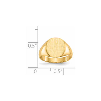 14K Gelbgold Siegelring mit geschlossener Fassung, 11,5 x 10,0 mm