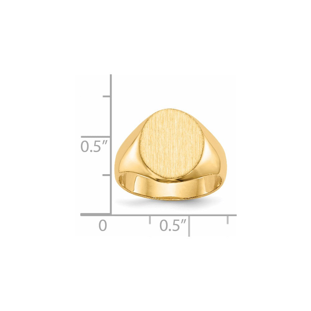 14K Gelbgold Siegelring mit geschlossener Rückseite, 12,5 x 11,0 mm