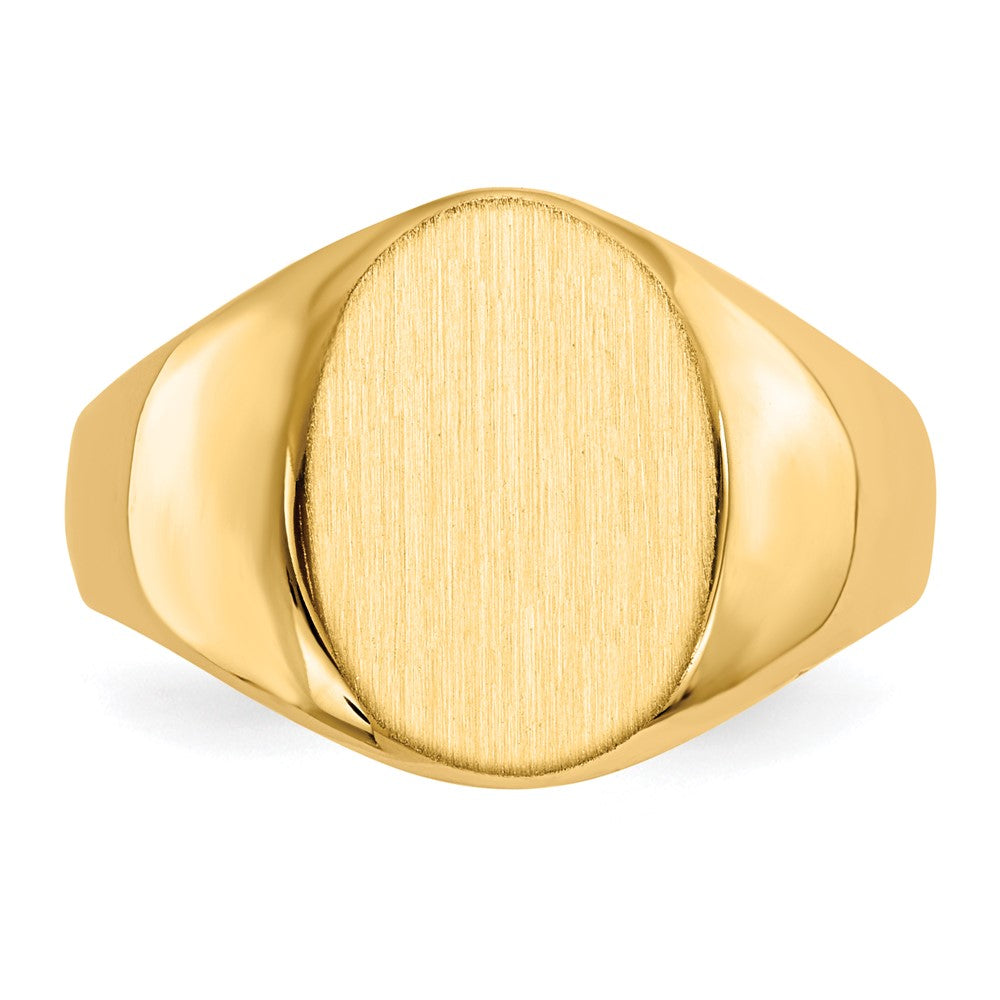 14K Gelbgold Siegelring mit geschlossener Fassung, 13,0 x 11,5 mm, für Herren