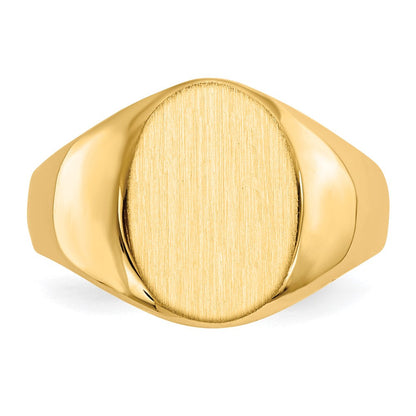 14K Gelbgold Siegelring mit geschlossener Fassung, 13,0 x 11,5 mm, für Herren