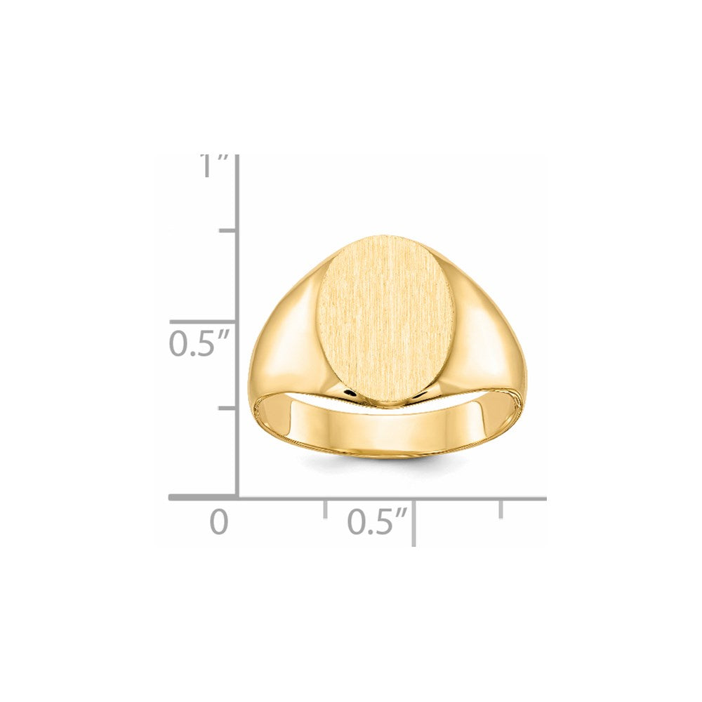 14K Gelbgold Siegelring mit geschlossener Fassung, 13,0 x 11,5 mm, für Herren