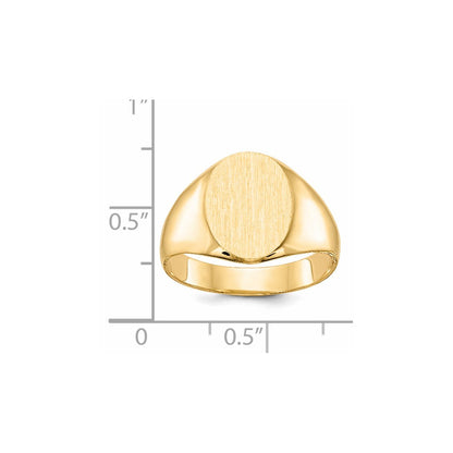 14K Gelbgold Siegelring mit geschlossener Fassung, 13,0 x 11,5 mm, für Herren