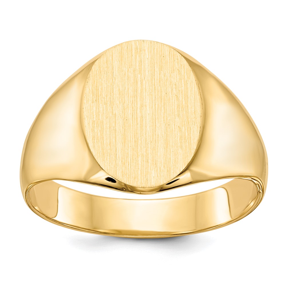 14K Gelbgold Siegelring mit geschlossener Fassung, 13,0 x 11,5 mm, für Herren