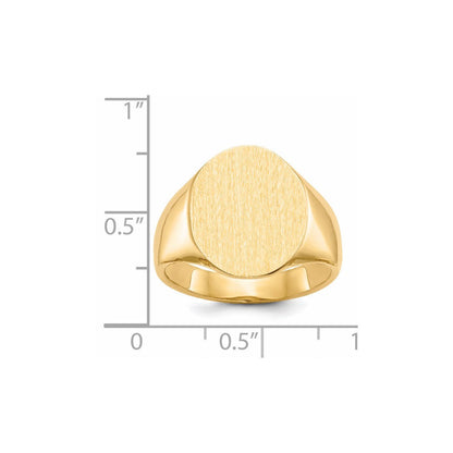 14K Gelbgold Herren-Siegelring mit offener Rückseite, 18,0x14,0mm