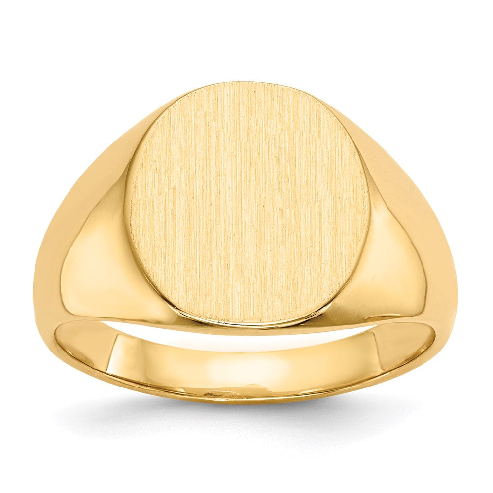 14K Gelbgold Herren-Siegelring mit geschlossener Fassung, 13x12mm