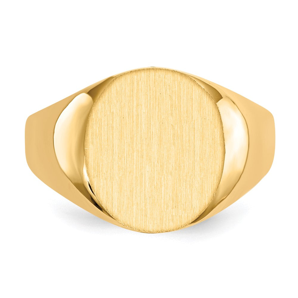 14K Gelbgold Herren-Siegelring mit geschlossener Rückseite, 14,0x13,0mm