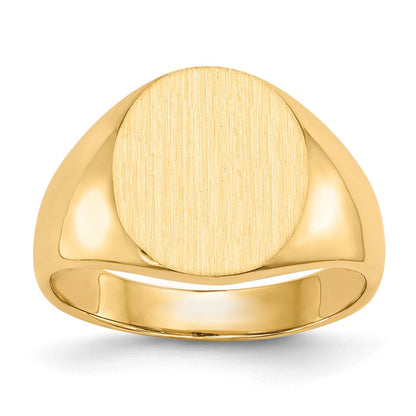 14K Gelbgold Herren-Siegelring mit geschlossener Rückseite, 14,0x13,0mm