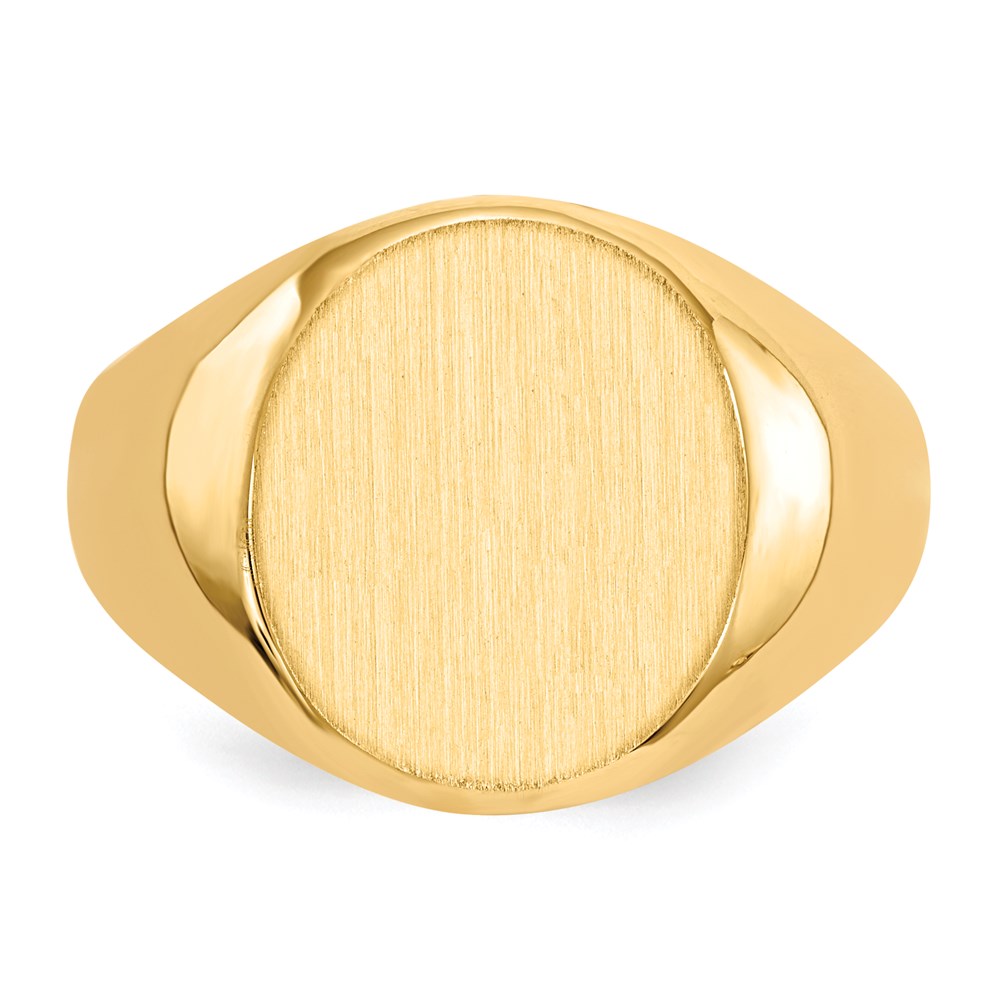 14K Gelbgold Siegelring für Herren, 15,5x13,5 mm, mit geschlossener Rückseite