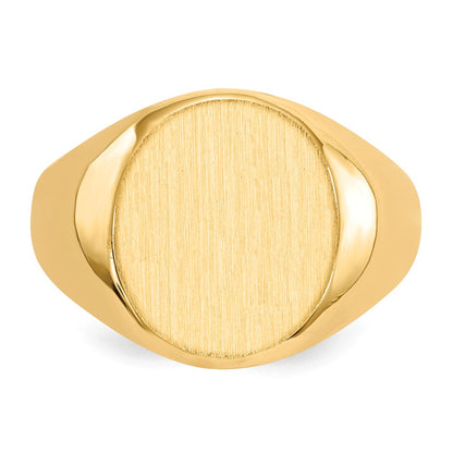14K Gelbgold Siegelring für Herren, 15,5x13,5 mm, mit geschlossener Rückseite
