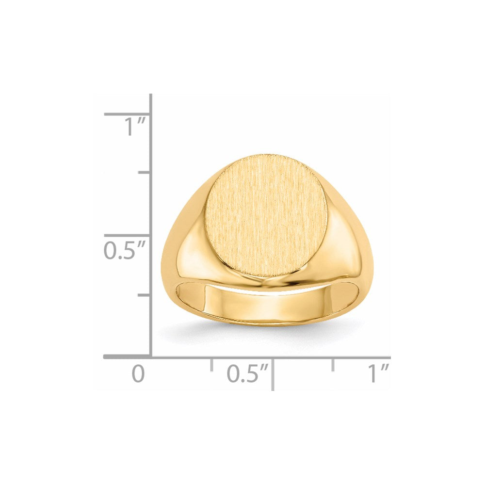 14K Gelbgold Siegelring für Herren, 15,5x13,5 mm, mit geschlossener Rückseite