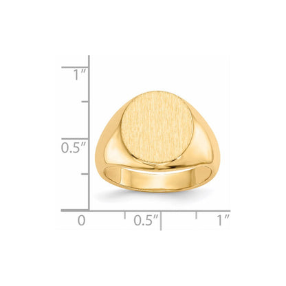 14K Gelbgold Siegelring für Herren, 15,5x13,5 mm, mit geschlossener Rückseite