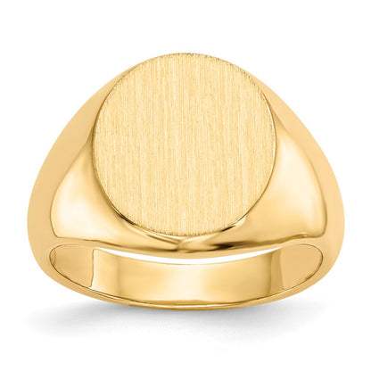 14K Gelbgold Siegelring für Herren, 15,5x13,5 mm, mit geschlossener Rückseite
