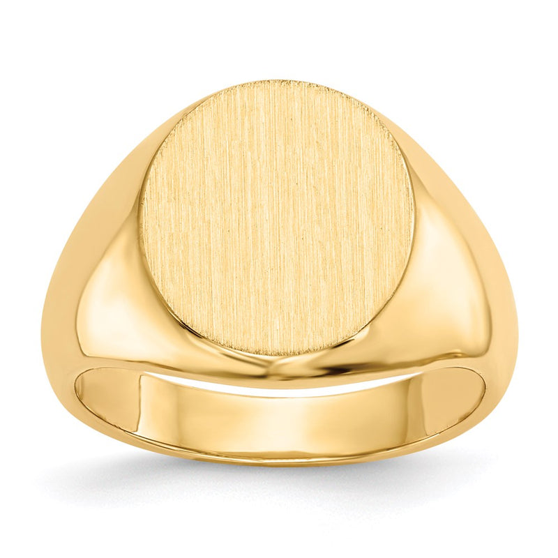 14K Gelbgold Siegelring für Herren, 15,5x13,5 mm, mit geschlossener Rückseite