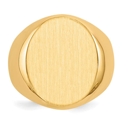 14K Gelbgold Herren-Siegelring mit geschlossenem Boden, 18,5x14,5mm